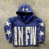 Patchwork Letter Pullover Hoodie