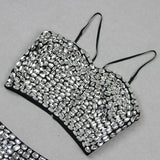 Diamond Decorated High Waist Jumpsuit Set