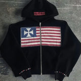 Minimalist Flag Patchwork Hoodie