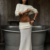Knit Long Sleeve Top and Maxi Skirt Suit
