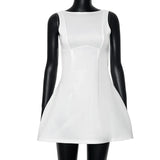 Sleeveless High Waist Backless Mini Dresses
