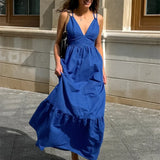 Women's Patchwork Sleeveless Solid Maxi Dress