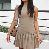 Bow Crew Neck Sleeveless Mini Dress