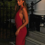 Halter Neck V-Neck Backless Dress