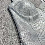 Spaghetti Strap Sleeveless Silver Midi Dress