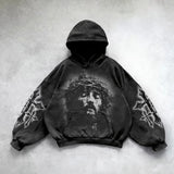 Oversized Gothic Print Hoodie