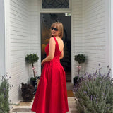 Solid Halter Backless Long Dress