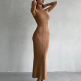 Women's Sleeveless Turtleneck Maxi Dress