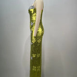 Mint Green Mesh Sequins Maxi Dress