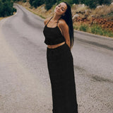 Chiffon Skirt Suit Spaghetti Strap Top and Long Skirt