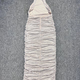 Halter Neck Backless Crystal Folds Long Dress