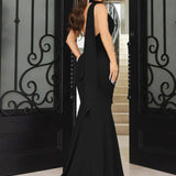 Hollow Out Sleeveless Black Maxi Dress