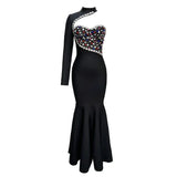 Black Diamond Maxi Dress Turtleneck
