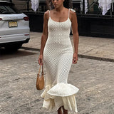 Crochet Maxi Dress with Ruffle Trim