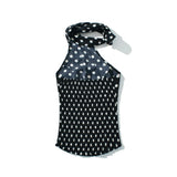 Polka Dot Halter Top Elastic Waist Mini Skirt Set