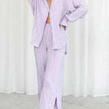 2 Piece Set Blouse Tops and Split Wide Leg Pants