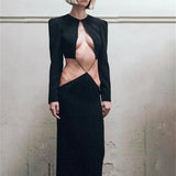 Black Cut Out Long Sleeve Dress Y2K Party Dress