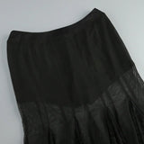 Lace Corset Patchwork Skirt And Gloves Set