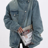 Graceful Turtleneck Denim Jacket Jacket