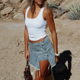 Sweet And Sour Denim Mini Skirt Sand Wash