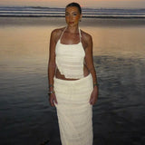 Chiffon Skirt Suit Spaghetti Strap Top and Long Skirt