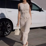 Knit Maxi Dress with Pockets Button-Front
