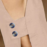 Cotton V Neck Buttons Solid Vest and Shorts Suits