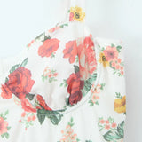 Flower Print Corset Style Ruffles Hem Midi Dress