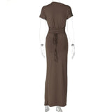 Short Sleeve Maxi Dress Curvy Silhouette & Flattering Tie-Up