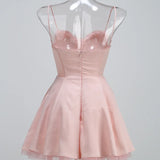 Solid Fit And Flare Spaghetti Strap Mini Dress