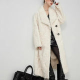 Large Lapel Shaggy Faux Fur Long Jacket
