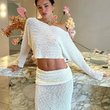 Knit Long Sleeve Top and Maxi Skirt Suit