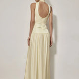 Patchwork Open Back Sleeveless Round Neck Maxi Dress