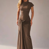 Short Sleeve Maxi Dress Curvy Silhouette & Flattering Tie-Up