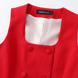 Square Neck Sleeveless Waistcoat Pant Suit