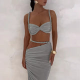 Short Camisole and Ankle-Length Skirt Suit