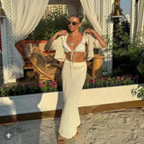 Knit Hollow Out Top and Long Skirt Suit