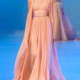 Ribbon Sleeveless Pleated Solid Long Dress