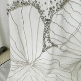 White Beads Diamond Long Sleeve Maxi Dress