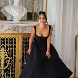 Black Maxi Dress Square Neck Spaghetti Straps