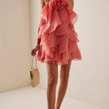 Solid Spliced Appliques Loose Mini Dress