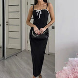 Open Back Lace Patchwork Black Maxi Dress