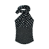 Polka Dot Halter Top Elastic Waist Mini Skirt Set