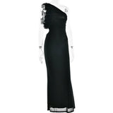 One Shoulder Ruffles Women Maxi Dress