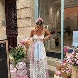 Lace Patchwork Halter Maxi Dress