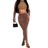 Rhinestone Strapless Top and Long Skirt Set