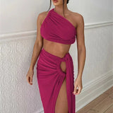 Crop Top and Hollow Out Skirt Suit