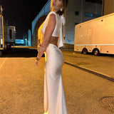 Hollow Out Turtleneck Solid Maxi Dress
