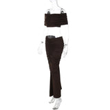 Off-shoulder Crop Top And Long Skirt Suit