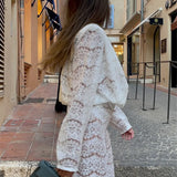 White Lace Two-Piece Loose Trouser Set